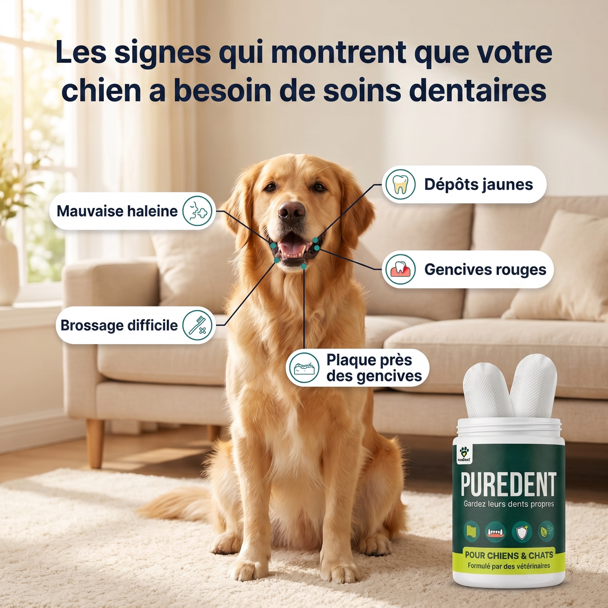 Les signes qui montrent que votre chien a besoin de soins dentaires PureDent™